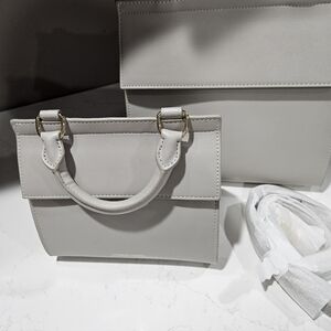 Compact Structured Satchel in Light Gray
